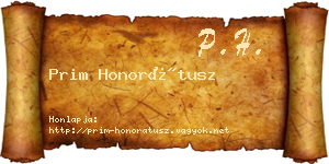 Prim Honorátusz névjegykártya